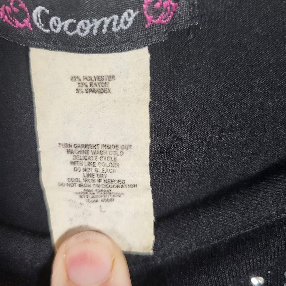 Cocomo black tunic with rhinestone embellishment women's L #1383 - Picture 2 of 4